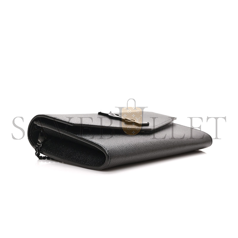 YSL UPTOWN CHAIN WALLET IN GRAIN DE POUDRE EMBOSSED LEATHER 6077881GF0U1000 (19*12*3cm)